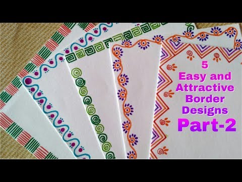 5 Easy and Attractive border designs for greeting cards Part-2 | DIY border designs for Children |