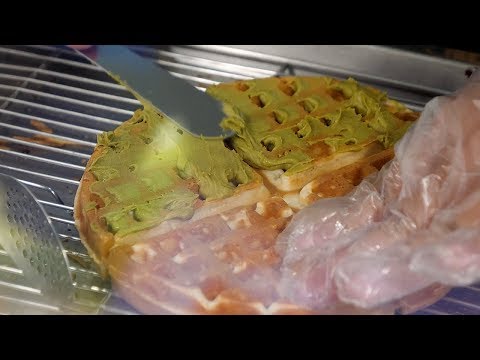 Chá verde, bacon, waffles de sorvete - comida de rua de Taiwan