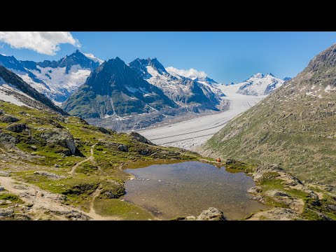 Aletsch Glacier Eggishorn Märjelesee Aspi - Hiking Switzerland | Dji Mavic 2 pro