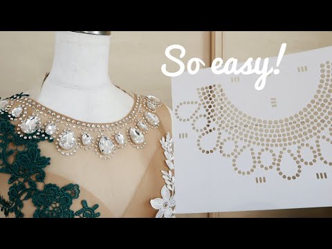 DIY Rhinestone Neckline with Crystal Queen stencil kit!