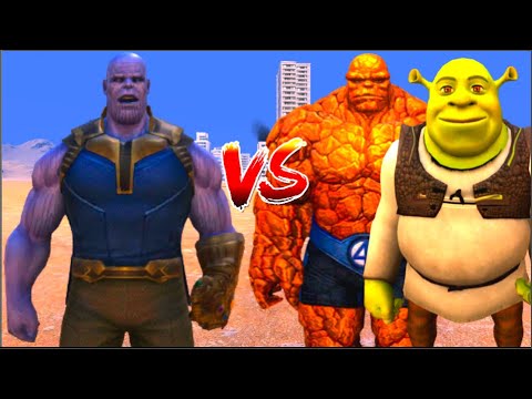 100 Thanos vs 1000 Ben Grimm and 1000 SHREK (Marvel vs Marvel)