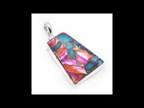 Natural oyster copper turquoise 925 silver pendant