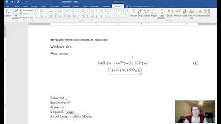 Using the Equation Editor in MS Word - Keyboard Shortcuts