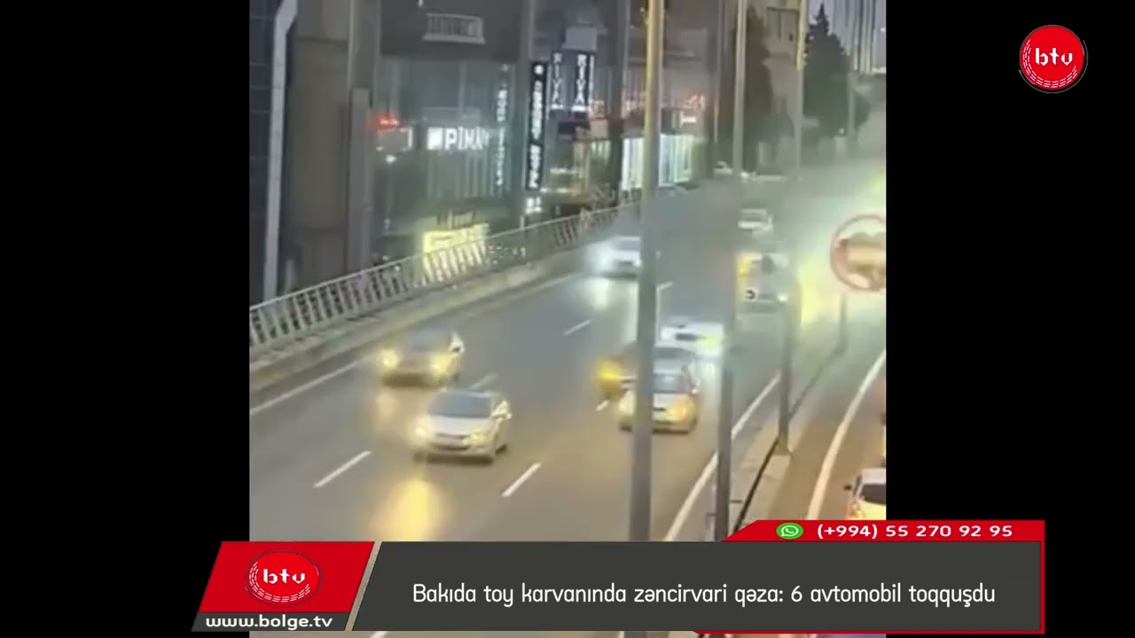 Bakıda toy karvanında zəncirvari qəza: 6 avtomobil toqquşdu