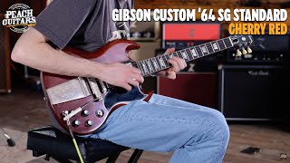 Video thumbnail for No Talking...Just Tones | Gibson Custom 1964 SG Standard Reissue Cherry Red w/ Maestro Vibrola VOS by Peach Guitars