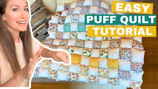 EASIEST PUFF QUILT TUTORIAL FOR BEGINNERS + STORYTIME 🧶👀