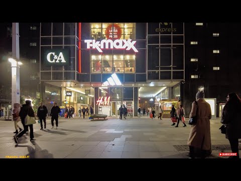 Warsaw Night Walk - Warsaw City Poland, 4K 60fps City Walk - Travel Walk Tour