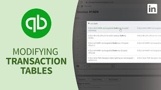 QuickBooks Tutorial - Changing rows in transaction tables