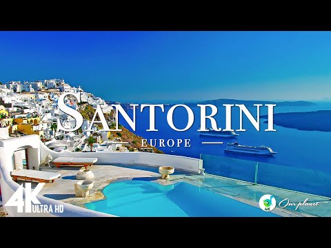Santorini 4K - Soothing Music With Stunning Beautiful Nature For Stress Relief (4K Video Ultra)