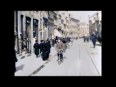 The Streets of Aarhus Denmark (1905) com som adicionado colorido