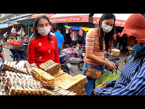 Phnom Penh Busy Morning Street Market | Cambodia Food Market Tour @Toul Sangke