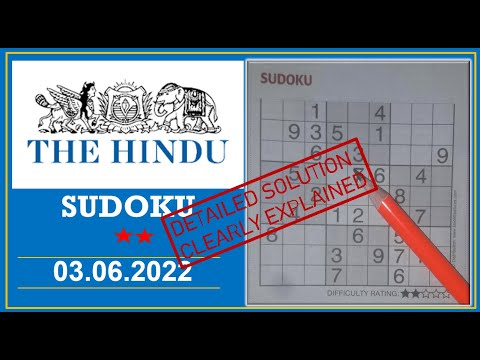 How to Solve 2 Star Hindu  Sudoku Jun 03, 2022 -  Step By Step Solution