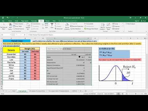 How to perform paired t test in Excel