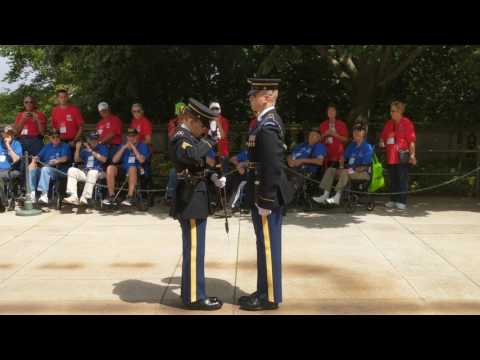 Equipment check Tomb of the Unknown Soldier changing of the guard Female Guard Commander
