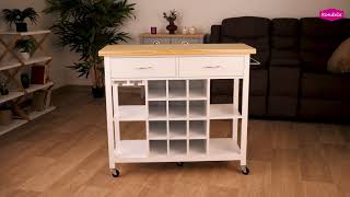 Servírovací vozík, 100cm, tmavosivý, prírodný, DILIA