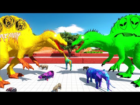ESCAPE from SABRETOOTH SPINOSAURUS - Animal Revolt Battle Simulator
