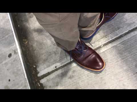 Pumping Gas Wearing Very Loose Sebago Cap Toe Dress Shoes