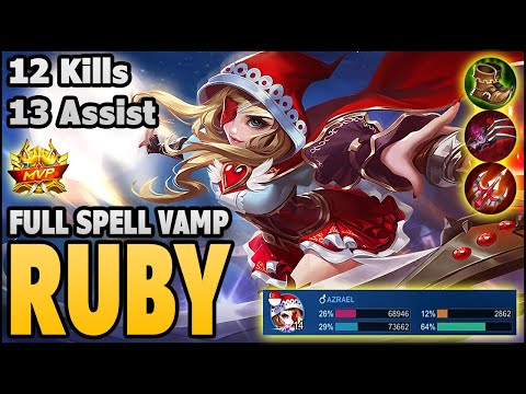 Ruby Mvp Gameplay - Full Spell Vamp & Defence Build - Top Global Ruby Gameplay | MLBB