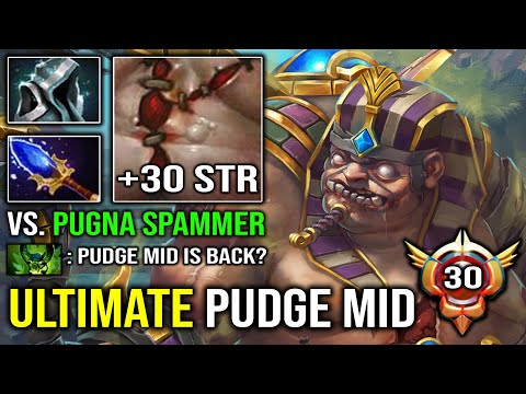 How to Carry Mid Pudge Against Pro Pugna Spammer with 32% AoE Slow Aghanim Nonstop Hook Dota 2