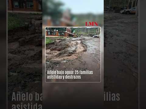 Añelo bajo agua: 25 familias asistidas, postes de luz colgando del tendido eléctrico y banquinas des