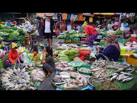 Evening Street Market Scene @Orussey - Plenty Fresh Fruit, Vegetable, Fish & More Fresh Seafood