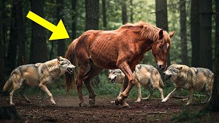 Wolves surrounded the wounded Mustang horse, he thought it was the end, but something happened