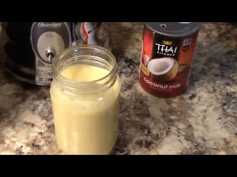 Coconut Milk Tropical Smoothie! Banana Pineapple & Mango! Vegan and Yummy!