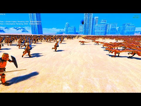 5K Golden Knights Vs 35000 Raptors - Ultimate Epic Battle Simulator UEBS