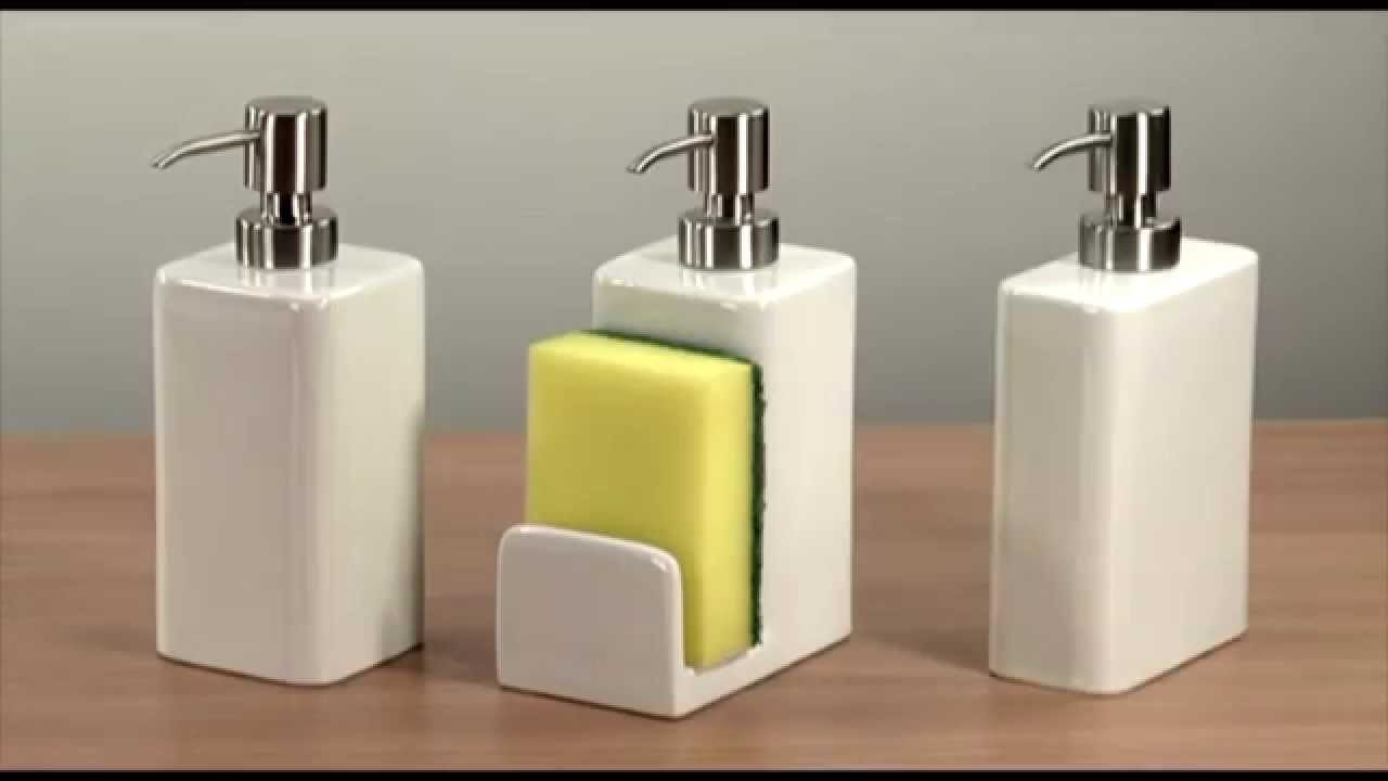 Dozownik płynu do mycia naczyń z miejscem na gąbkę 350 ml | kuchnianawidelcu.pl