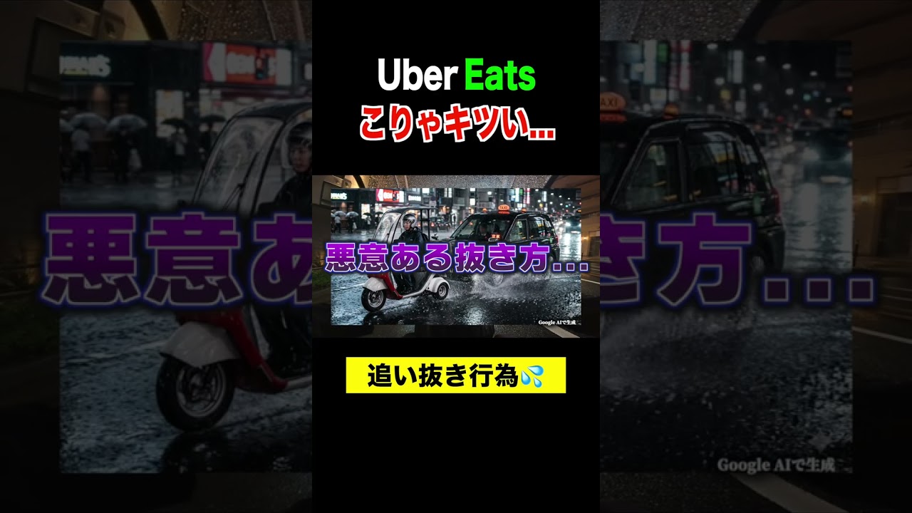 水をかけられた配達員。悪意のある追い抜き💦#ubereats配達員 #トラブル #交通違反 #ubereats