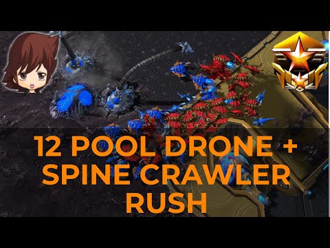 12 Pool Ling Drone Spine Rush in Grandmaster Zerg vs Zerg - Starcraft 2