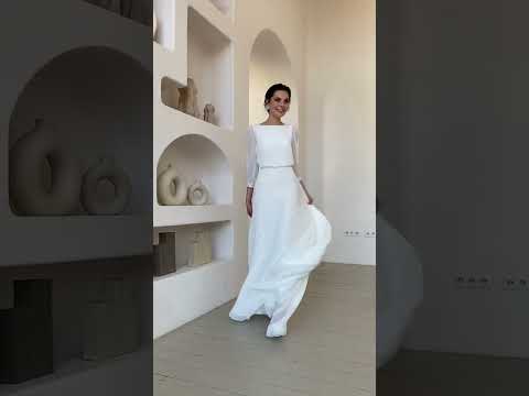 Thumbnail for Chiffon wedding dress with sleeves - Odetta by Odetta