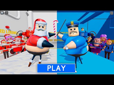 СHRISTMAS BARRY Team Vs POLICE BARRY Team in BARRY'S PRISON RUN! New Scary Obby (#Roblox)
