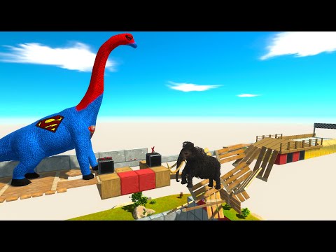 DINOSAURS PARKOUR CHALLENGE DEATH FALL - Animal Revolt Battle Simulator