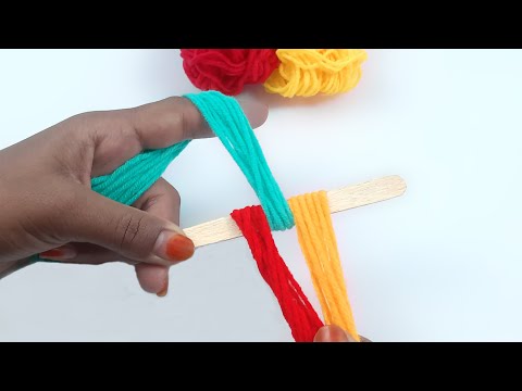 It's so Beautiful ! Superb woolen flower making tricks using Ice- cream stick - You will love it
