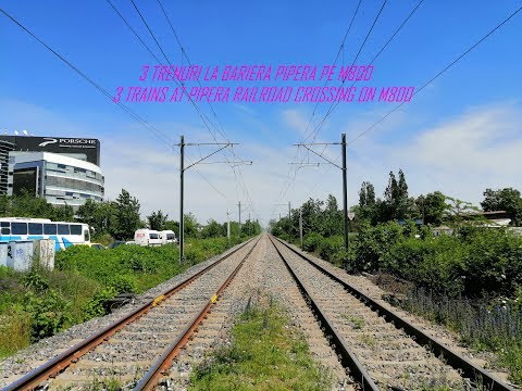 3 trenuri la bariera Pipera pe M800/3 trains at Pipera railroad crossing on M800