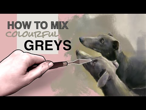 How To Mix COLOURFUL GREYS in oils Using Complementary Colours Plus White. Colour Mixing Tutorial.