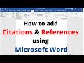How to add Citations and References using Microsoft Word | Adding Citation and References by MS word