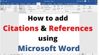 How to add Citations and References using Microsoft Word | Adding Citation and References by MS word