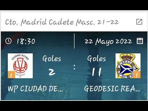 CADETE MASCULINO WP CIUDAD DE RIVAS VS GEODDESIC REAL CANOE NC 22/05/22