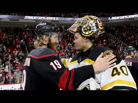 Bruins, Hurricanes shake hands and salute fans