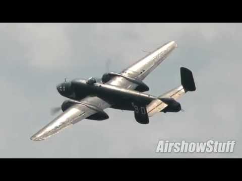 WWII Bombers/Transports (B-25, B-17, C-54, C-47, C-60, AT-11) Flybys - Thunder Over Michigan 2014