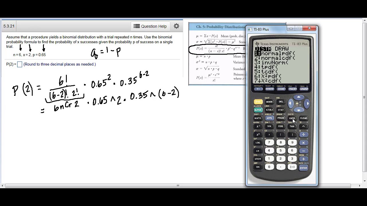Binomial probability - manual and calculator steps