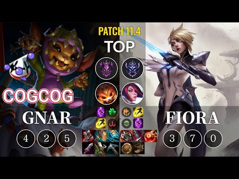 RJ Cogcog Gnar vs Fiora Top - KR Patch 11.4