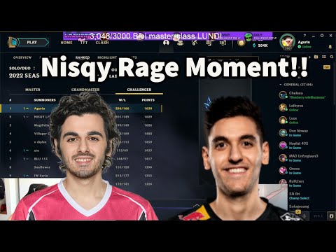Nisqy Rages After Being Beaten To Rank 1 EUW By 1LP!!!