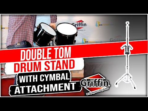 Double Tom Drum Stand - GRIFFIN Cymbal Holder Mount Arm Duel Percussion Hardware image 12