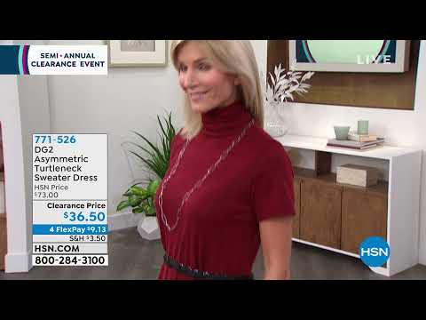 DG2 by Diane Gilman Asymmetric Turtleneck Sweater Dress