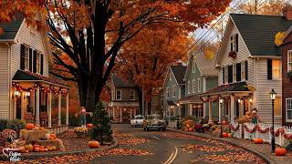 Peaceful Jazz Music in New England Autumn Town 🍂 Warm Coffee Shop Jazz to Soothe Your Mind