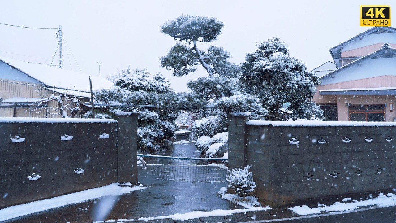 【4K HDR】Heavy Snow  Walk in Japan ❄️ 8 Hours for Deep Sleep | Peaceful Winter Ambience