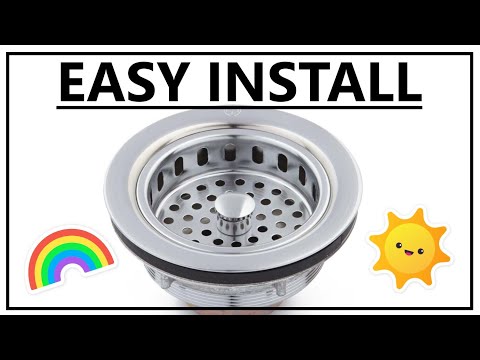 How do I install a kitchen drain assembly (strainer basket)